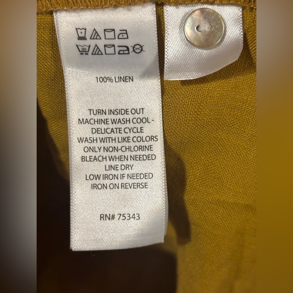 Sigrid Olsen 100% Linen Button Front Tunic Top Womens Size 1X Mustard Yellow NWT - Picture 3 of 6